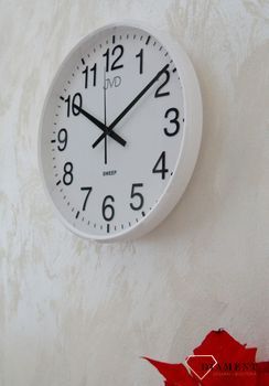 Zegar ścienny JVD Zegar ścienny w obudowie w kolorze białym z białą wyraźna tarczą, zegary na baterię , najdokładniejsze zegary, zegary na ścianę (2).JPG