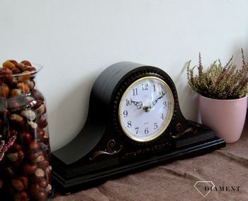 Zegar kominkowy drewniany w kolorze wenge HS11.2  z czytelnym cyferblatem to piękny dodatek do Twojego wnętrza. Idealny pomysł na prezent na rocznicę Ślubu- będzie to pamiątką na lata (7).JPG