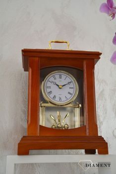 Zegar kominkowy drewniany JVD HS3007.1 to zegar kominkowy wykonany z drewna w kolorze jasnego orzecha. Piękny zegar do stylowego wnętrza.  (5).JPG