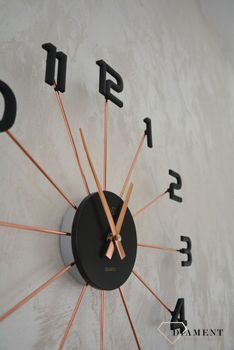 Zegar ścienny duży nowoczesny czarny z różowym złotem 49 cm JVD HT072.3 ✓Zegary ścienne DUŻY ✓ZEGAR ŚCIENNY 3D (1).JPG