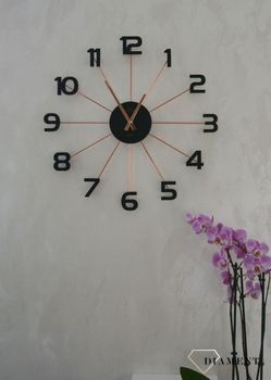 Zegar ścienny duży nowoczesny czarny z różowym złotem 49 cm JVD HT072.3 ✓Zegary ścienne DUŻY ✓ZEGAR ŚCIENNY 3D (4).JPG