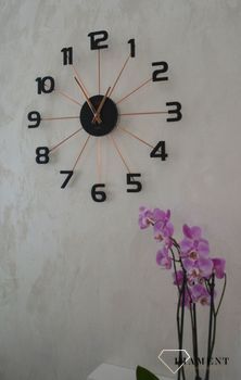 Zegar ścienny duży nowoczesny czarny z różowym złotem 49 cm JVD HT072.3 ✓Zegary ścienne DUŻY ✓ZEGAR ŚCIENNY 3D (5).JPG