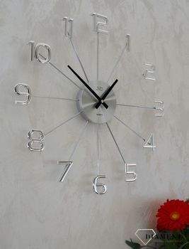 Duży zegar ścienny srebrny z cyframi 49cm JVD HT072 ✓Zegary ścienne nowoczesne z cyframi ✓Zegar ścienny duży srebrny  (6).JPG