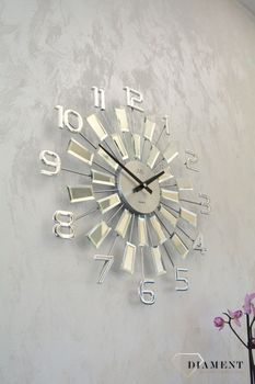 Zegar ścienny duży nowoczesny z kryształkami 49 cm JVD HT100.3 . Zegary ścienne z lusterkami. Zegar ścienny do nowoczesnych wnętrz. Zegary na ścianę (4).JPG