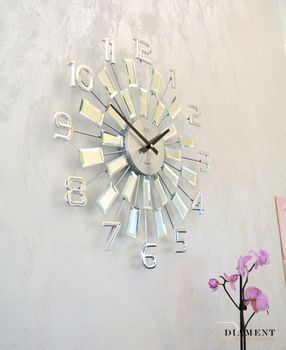 Zegar ścienny duży nowoczesny z kryształkami 49 cm JVD HT100.3 . Zegary ścienne z lusterkami. Zegar ścienny do nowoczesnych wnętrz. Zegary na ścianę (5).JPG