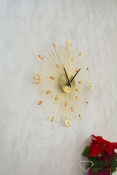 Zegar ścienny 49cm z kryształkami w kolorze złota Cristal JVD HT104.1. Zegar ze złotymi kryształami  (7).JPG