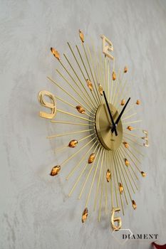 Zegar ścienny 49cm z kryształkami w kolorze złota Cristal JVD HT104.1. Zegar ze złotymi kryształami  (8).JPG