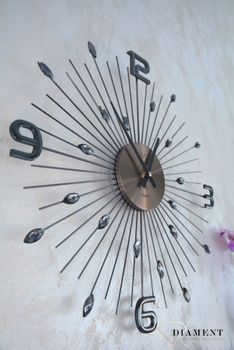 Zegar ścienny 49 cm z kryształkami Cristal JVD HT104.2 z grafitowymi kryształkami to zegar do nowoczesnych wnętrz (1).JPG