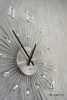 Zegar ścienny nowoczesny srebrny 49 cm JVD HT108.1 to zegar z kryształkami z dużymi cyframi✓Zegary ścienne DUŻY ✓ZEGAR ŚCIENNY 3D✓ Nowoczesny zegar✓Zegar na ścian (4).JPG