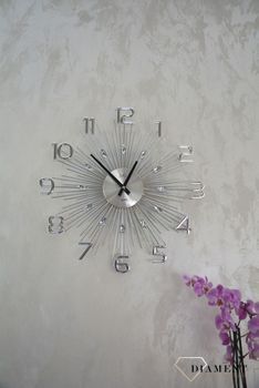 Zegar ścienny nowoczesny srebrny 49 cm JVD HT108.1 to zegar z kryształkami z dużymi cyframi✓Zegary ścienne DUŻY ✓ZEGAR ŚCIENNY 3D✓ Nowoczesny zegar✓Zegar na ścian (6).JPG