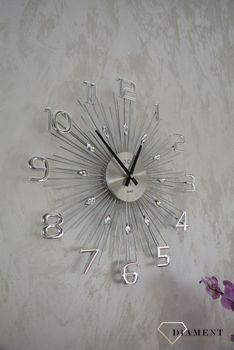 Zegar ścienny nowoczesny srebrny 49 cm JVD HT108.1 to zegar z kryształkami z dużymi cyframi✓Zegary ścienne DUŻY ✓ZEGAR ŚCIENNY 3D✓ Nowoczesny zegar✓Zegar na ścian.JPG
