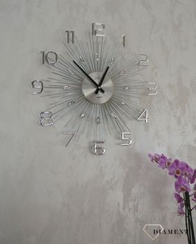 Zegar ścienny nowoczesny srebrny 49 cm JVD HT108.1 to zegar z kryształkami z dużymi cyframi✓Zegary ścienne DUŻY ✓ZEGAR ŚCIENNY 3D✓ Nowoczesny zegar✓Zegar na ścianę  (1).JPG