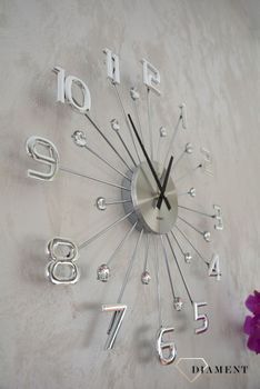 Zegar ścienny nowoczesny srebrny 49 cm JVD HT109.1 to zegar na ścianę z krysztłkami ✓Zegary ścienne DUŻY ✓ZEGAR ŚCIENNY 3D✓ Nowoczesny zegar ✓Zegar na ścianę  (8).JPG