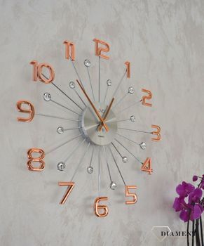 Zegar ścienny nowoczesny z cyframi 'Różowe złoto' 49 cm JVD HT109.4✓Zegary ścienne DUŻY ✓ZEGAR ŚCIENNY 3D✓ Nowoczesny zegar ✓Zegar na ścianę  (8).JPG
