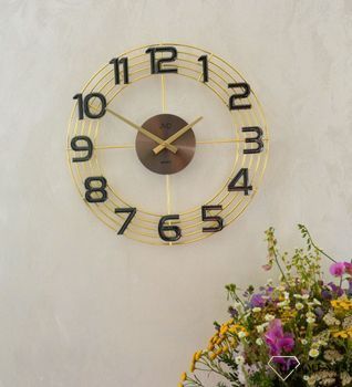 Zegar ścienny złoty z szarymi cyframi JVD HT112.1. Nowoczesny zegar w złotym kolorze z szarymi cyframi. Zegary do nowoczesnego wnętrza. Zegary ścienne. Prezent na parapetówkę. Zegar do domu. Zegary na ścianę  (3).JPG