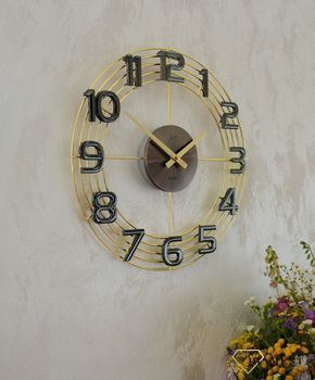 Zegar ścienny złoty z szarymi cyframi JVD HT112.1. Nowoczesny zegar w złotym kolorze z szarymi cyframi. Zegary do nowoczesnego wnętrza. Zegary ścienne. Prezent na parapetówkę. Zegar do domu. Zegary na ścianę  (5).JPG