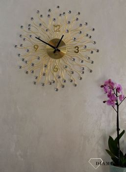 Zegar ścienny 49 cm z kryształkami Złoty Cristal HT116.2. Zegar ścienny do salonu. Zegar na ścianę na baterię. ✓Zegary ścienne✓Zegar ścienny duży (1).JPG