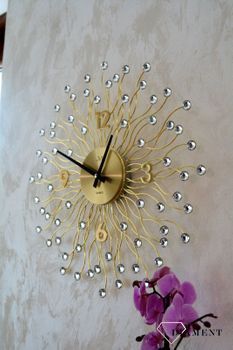 Zegar ścienny 49 cm z kryształkami Złoty Cristal HT116.2. Zegar ścienny do salonu. Zegar na ścianę na baterię. ✓Zegary ścienne✓Zegar ścienny duży (2).JPG