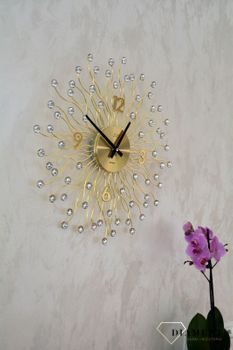 Zegar ścienny 49 cm z kryształkami Złoty Cristal HT116.2. Zegar ścienny do salonu. Zegar na ścianę na baterię. ✓Zegary ścienne✓Zegar ścienny duży (3).JPG