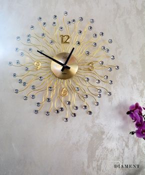 Zegar ścienny 49 cm z kryształkami Złoty Cristal HT116.2. Zegar ścienny do salonu. Zegar na ścianę na baterię. ✓Zegary ścienne✓Zegar ścienny duży (4).JPG