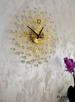 Zegar ścienny 49 cm z kryształkami Złoty Cristal HT116.2. Zegar ścienny do salonu. Zegar na ścianę na baterię. ✓Zegary ścienne✓Zegar ścienny duży (5).JPG