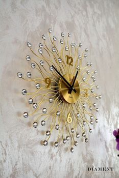 Zegar ścienny 49 cm z kryształkami Złoty Cristal HT116.2. Zegar ścienny do salonu. Zegar na ścianę na baterię. ✓Zegary ścienne✓Zegar ścienny duży (6).JPG
