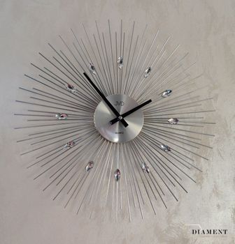 Zegar ścienny 49 cm z kryształkami JVD HT431.1. Pomysłowy wzór zegara z akrylowymi kryształkami (5).JPG