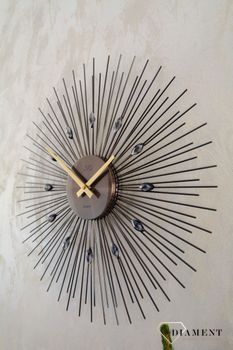 Zegar ścienny 49 cm z czarnymi kryształkami JVD HT431.2.  Pomysłowy wzór zegara z akrylowymi kryształkami w czarnym kolorze  (4).JPG