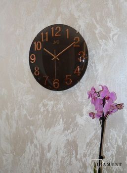 Zegar na ścianę brązowy z różowym złotem JVD 30 cm ✓Zegary ścienne✓ Zegar ścienny ✓Nowoczesne zegary (3).JPG