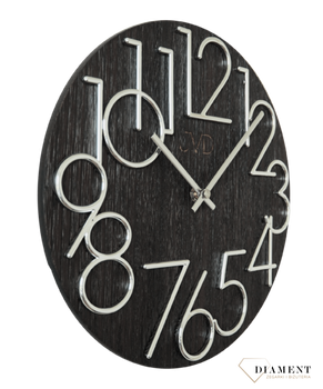 Zegar ścienny okrągły drewniany JVD HT99.1 ✅ Nowoczesny zegar wykonany z drewna w okrągłym kształcie z czytelnymi cyframi w kolorze srebrnym. ✅ Zegar jest świetnym dodatkiem do salonu, sypialni. ✅ Zegar zasilany za pomocą baterii. ✅ 1.png