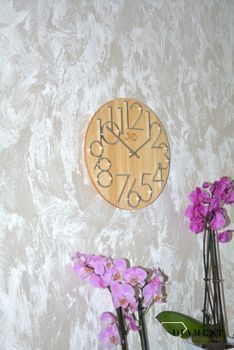 Zegar ścienny okrągły drewniany JVD dąb, zegar na ścianę drewniany (1).JPG