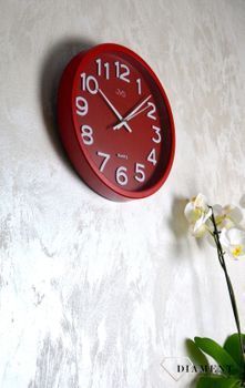Zegar na ścianę do pokoju czerwony JVD HX2413.5 ✓Zegary ścienne w kolorze czerwonym ✓ Prezent do nowego mieszania  (5).JPG