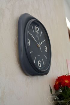 Zegar na ścianę do pokoju ciemno szary JVD  ✓Zegary ścienne✓ Zegar ścienny do salonu do zegary do biura (1).JPG