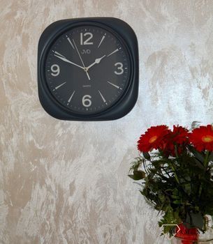 Zegar na ścianę do pokoju ciemno szary JVD  ✓Zegary ścienne✓ Zegar ścienny do salonu do zegary do biura (4).JPG