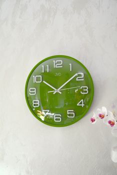 Zegar ścienny zielony z białymi cyframi JVD.✓Zegary ścienne, zielone zegary, zegary do pokoju dziecięcego, zegary dla dzieci, zegary na ścianę (2).JPG