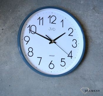 Zegar ścienny szary płynący sekundnik JVD HX2487.3  Nowoczesny zegar grafitowy z cyframi arabskimi (1).JPG