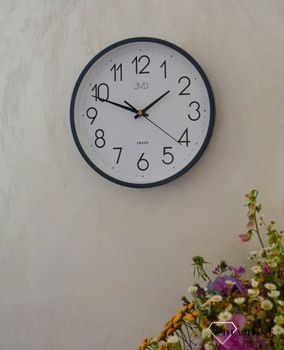 Zegar ścienny szary płynący sekundnik JVD HX2487.3  Nowoczesny zegar grafitowy z cyframi arabskimi (4).JPG