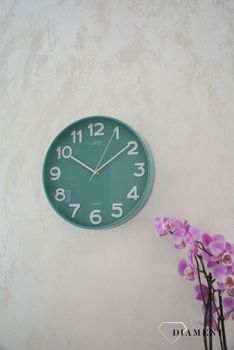 Zegar na ścianę JVD okrągły zielony HX9229.1 ✅ Zegar ścienny w okrągłej wytrzymałej obudowie w kolorze zielonym, morskim ✅ (5).JPG