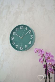 Zegar na ścianę JVD okrągły zielony HX9229.1 ✅ Zegar ścienny w okrągłej wytrzymałej obudowie w kolorze zielonym, morskim ✅ (6).JPG