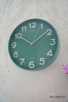 Zegar na ścianę JVD okrągły zielony HX9229.1 ✅ Zegar ścienny w okrągłej wytrzymałej obudowie w kolorze zielonym, morskim ✅ (7).JPG