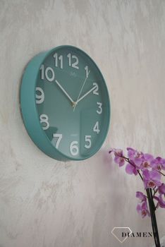 Zegar na ścianę JVD okrągły zielony HX9229.1 ✅ Zegar ścienny w okrągłej wytrzymałej obudowie w kolorze zielonym, morskim ✅ (9).JPG