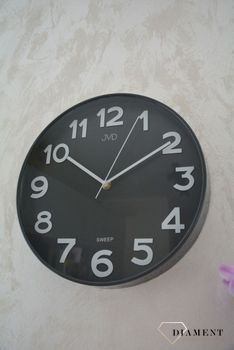 Zegar na ścianę JVD szary HX9229.2 ✅ Zegar na ścianę w okrągłym kształcie w kolorze szarym ✅ Zegar ścienny zasilany za pomocą baterii ✅ (3).JPG