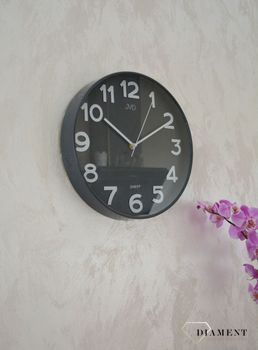 Zegar na ścianę JVD szary HX9229.2 ✅ Zegar na ścianę w okrągłym kształcie w kolorze szarym ✅ Zegar ścienny zasilany za pomocą baterii ✅ (9).JPG