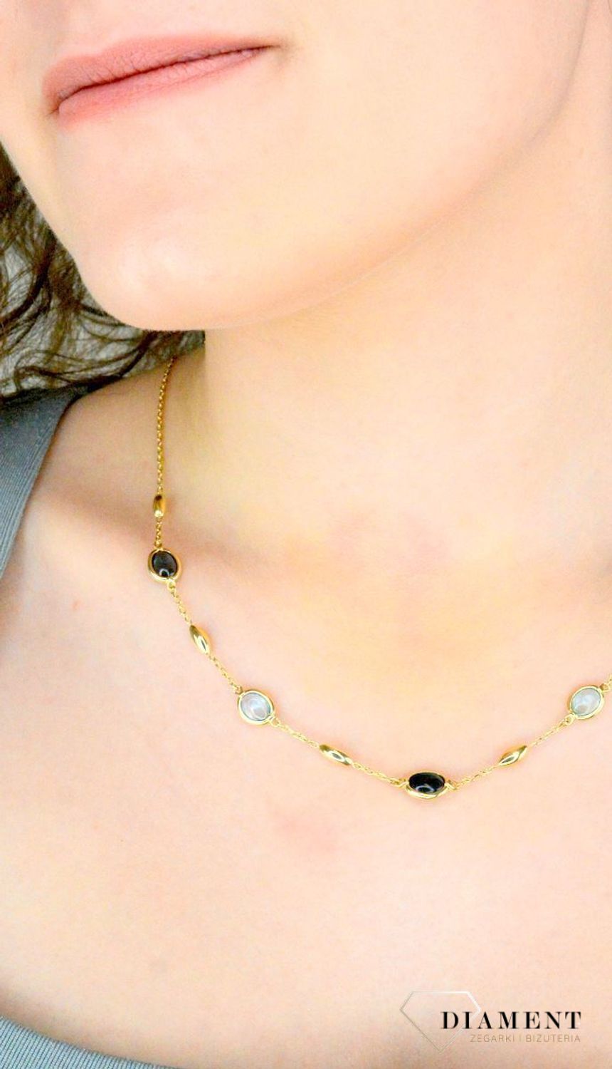 Naszyjnik złoty topaz LB pr 585, I0NUN13908 Złoty naszyjnik 585 celebrytka ozdobiony owalnymi kamieniami naturalnymi topazami. Niezwykły blask szlachetnego kruszcu zamknięty w wyjątkowej formie.1.jpg