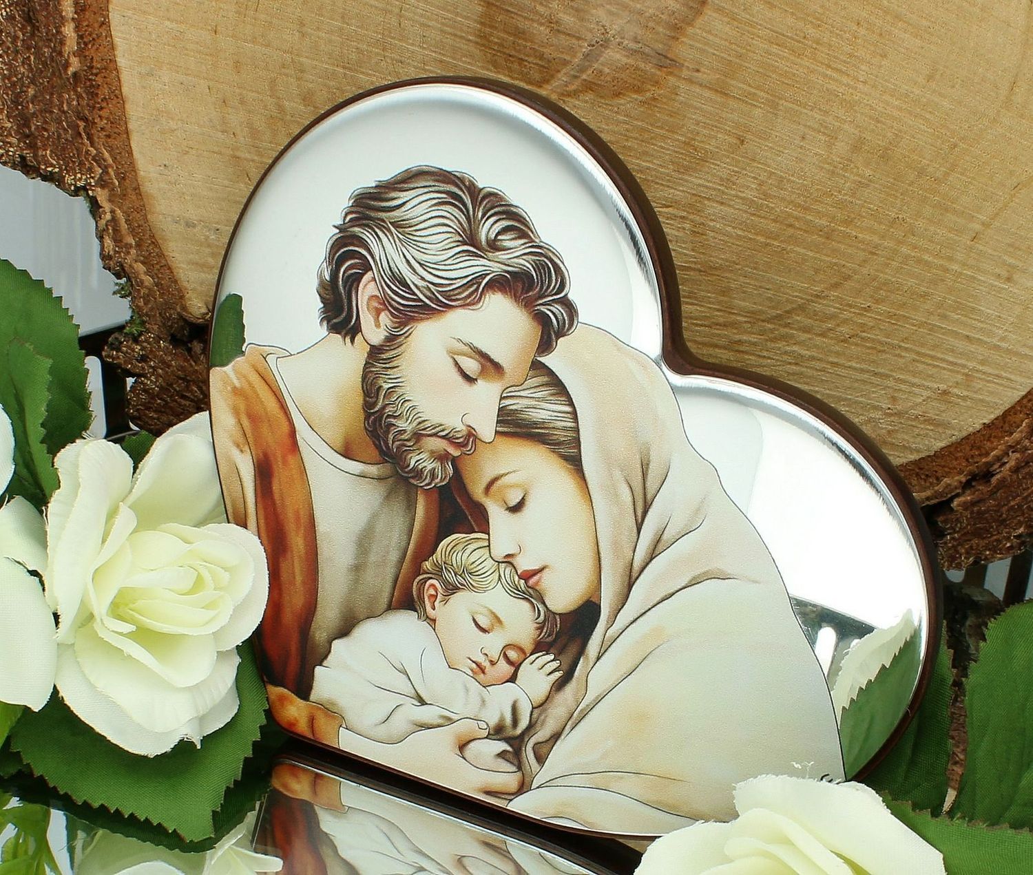 Obrazek Rodzina Święta kolorowy w kształcie serca 12x11 cm IC0061. obrazek Święta Rodzina, prezent na Chrzest, pami.jpg