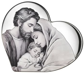 Obrazek Rodzina Święta w kształcie serca IC0063B 20x17 cm. Obrazek aluminiowy. obrazek Święta Rodzina, pamiątka Chrztu.jpg