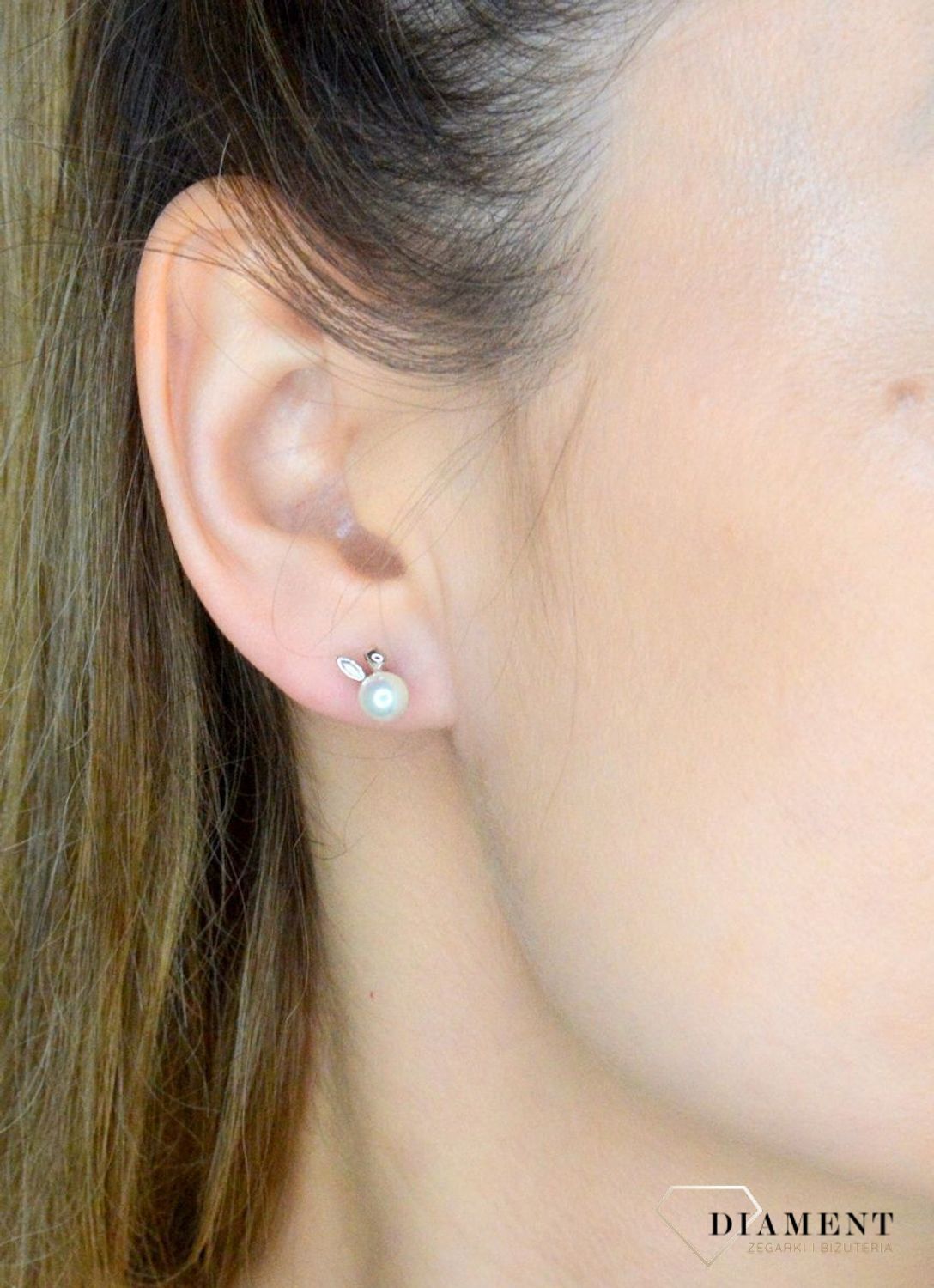 Srebrne kolczyki Ag 925 Uszy królika z perłą IM0250623KS (2).jpg