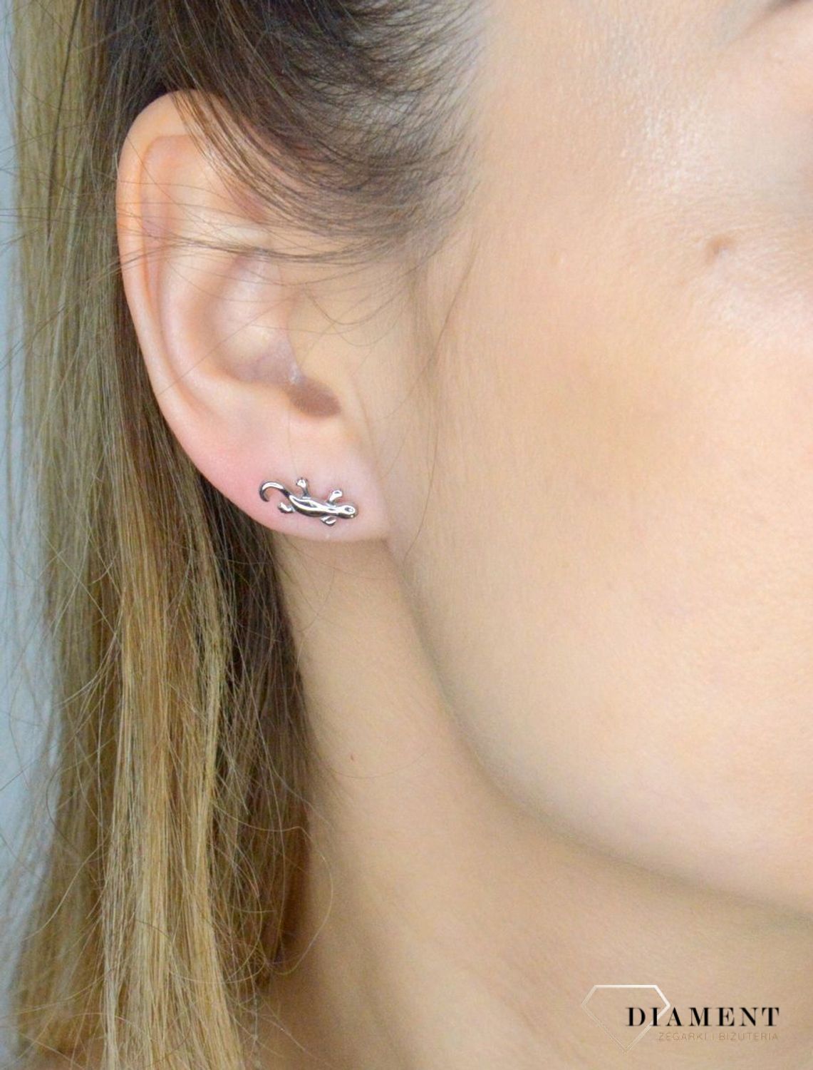 Srebrne kolczyki damskie 925 jaszczurki IM0290623KS.  Srebrne kolczyki damskie. Kolczyki w kształcie jaszczurek. Kolczyki jaszczurki na sztyft. Kolczyki srebrne wkrętki idealne na prezent..jpg