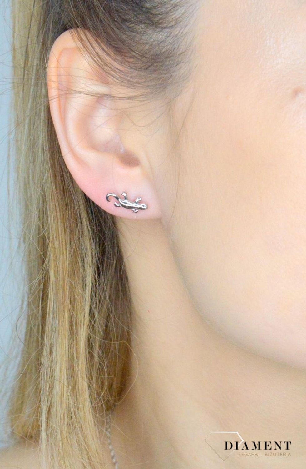 Srebrne kolczyki damskie 925 jaszczurki IM0290623KS.  Srebrne kolczyki damskie. Kolczyki w kształcie jaszczurek. Kolczyki jaszczurki na sztyft. Kolczyki srebrne wkrętki idealne na prezent..jpg