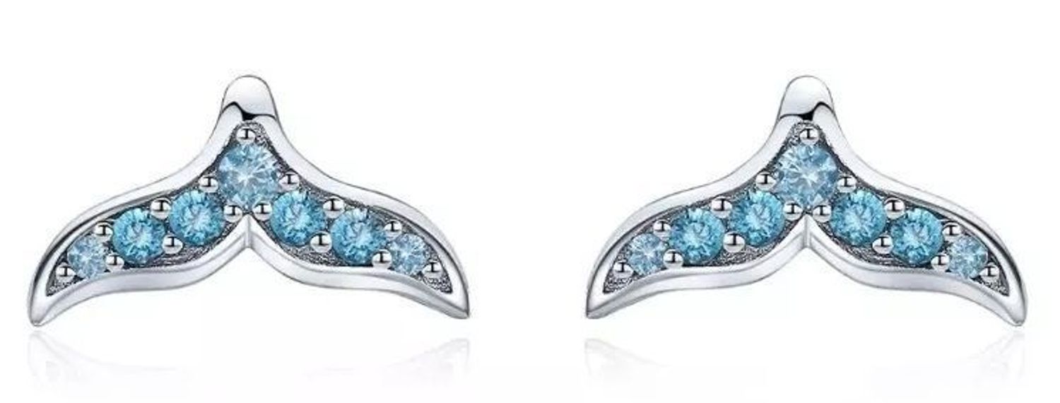 Srebrne kolczyki dziecięce 925 Rybi ogon z cyrkoniami IM0320623KS.jpg